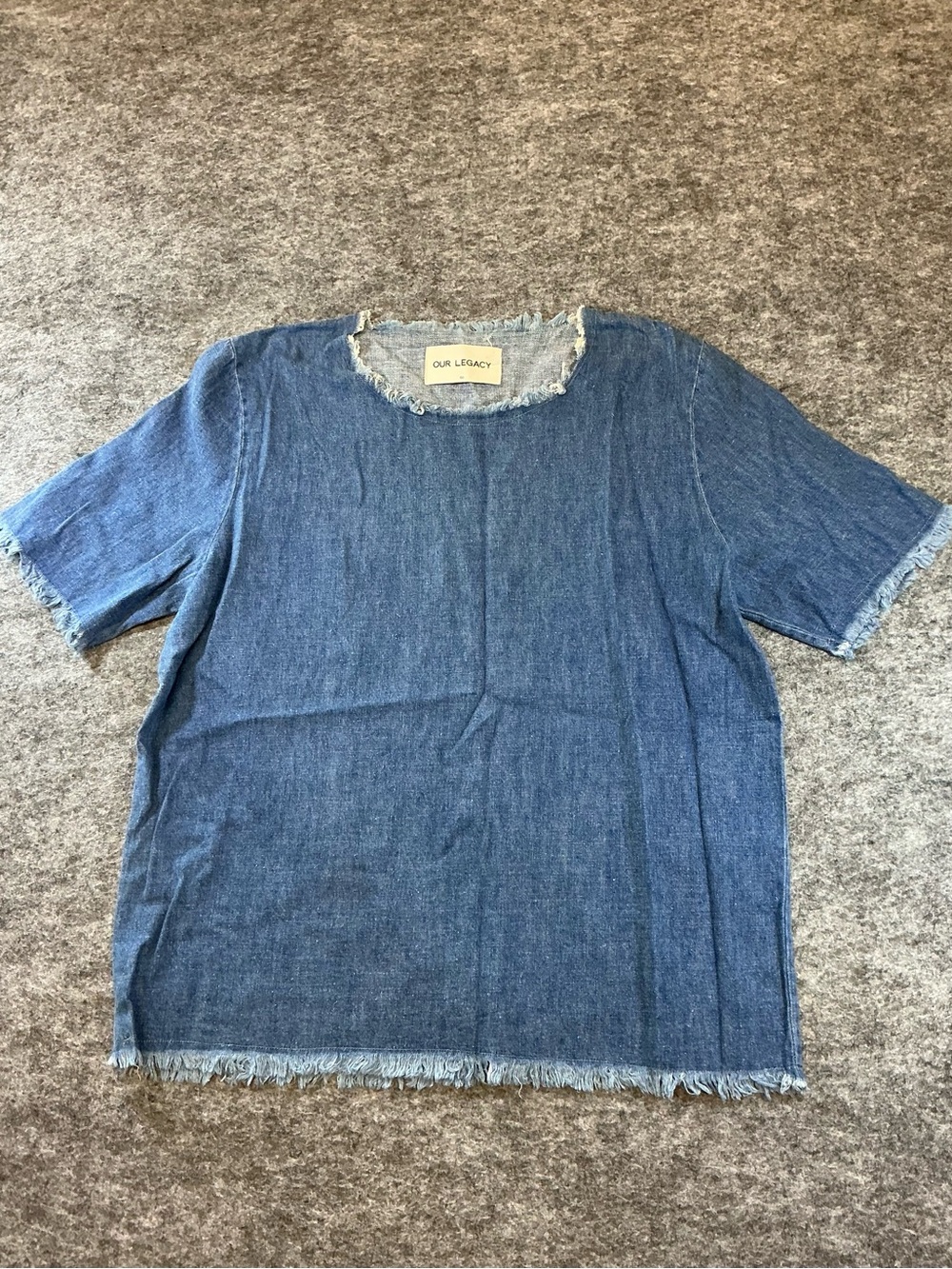 Our Legacy Japanese Raw-Edge Denim Tee Medium Blue Best Fits Size L